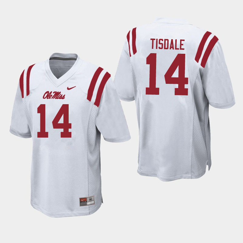 Men #14 Grant Tisdale Ole Miss Rebels College Football Jerseys Sale-White